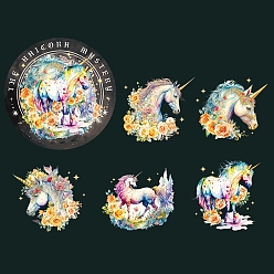 Oro 10 piezas 5 estilos pegatinas de unicornio autoadhesivas impermeables para mascotas, para scrapbooking, manualidades de viaje, oro, 60x60 mm, 2 piezas / estilo