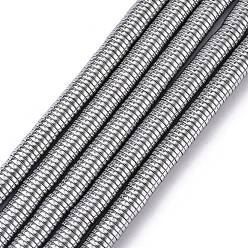 Platinum Plated Electroplate Non-magnetic Synthetic Hematite Beads Strands, Heishi Beads, Flat Round/Disc, Platinum Plated, 6x1mm, Hole: 1mm, about 378~389pcs/strand, 15.7 inch