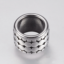 Antique Silver 304 Stainless Steel Beads, Column, Antique Silver, 11.5x8mm, Hole: 8mm