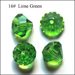 Зеленый лайм Имитация Австрийские кристаллические шарики, класс AAA, граненые, алмаз, зеленый лайм, 7x5 мм, отверстие : 0.9~1 мм