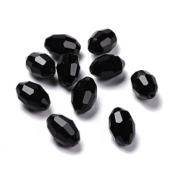 Черный Стекло имитация австрийских хрустальных бусин, граненые, овальные, чёрные, 9x6 мм, отверстие : 0.8~1.4 мм