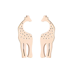 Oro Rosa 304 aretes de jirafa ahuecados de acero inoxidable, pendientes asimétricos para mujer, oro rosa, 10x4 mm