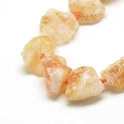 Citrine Natural Citrine Beads Strands, Nuggets, 10~27x17~33x17~33mm, Hole: 3mm, about 12~15pcs/strand, 15.7 inch