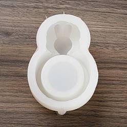 Blanco Moldes de silicona para candelabros de conejo diy, moldes de yeso de cemento de resina, blanco, 9.5x7x5.7 cm, diámetro interior: 8.6x7 cm