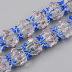 Clear Handmade Lampwork Beads Strands, Bumpy, Corrugated Beads, Round, Clear, 14x14x12mm, Hole: 1.5mm, about 45pcs/strand, 25.20 inch(64cm)