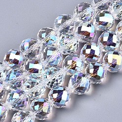 Clear AB Electroplate Glass Beads Strands, AB Color Plated, Faceted Teardrop, Clear AB, 12x12mm, Hole: 1.2mm, about 50pcs/strand, 23.62''(60cm)