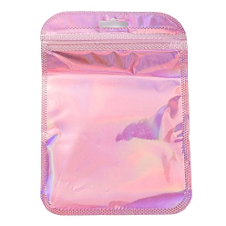 Pink Emballage laser en plastique sacs à fermeture éclair yinyang, pochettes supérieures auto-scellantes, rectangle, rose, 15x10.5x0.15 cm, épaisseur unilatérale : 2.5 mil(0.065mm)