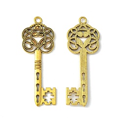 Antique Golden Tibetan Style Alloy Big Skeleton Key Pendants, Lead Free and Cadmium Free, Antique Golden, 60x22x2mm, Hole: 2mm