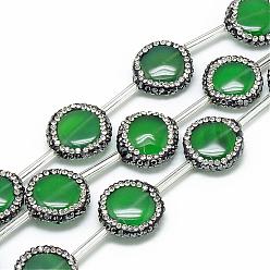 Verdemar Cuentas de diamantes de imitación natural de ágata, teñido, plano y redondo, verde mar, 17~18x6 mm, agujero: 1 mm