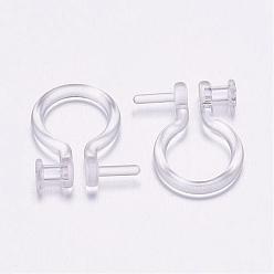 Clear Plastic Clip-on Earring Findings, Clear, 11x8x2.5mm, Hole: 0.9mm