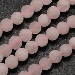 Cuarzo Rosa Natural aumentó de perlas de cuarzo hebras, esmerilado, rondo, 8 mm, agujero: 1 mm, sobre 48 unidades / cadena, 15.1 pulgada
