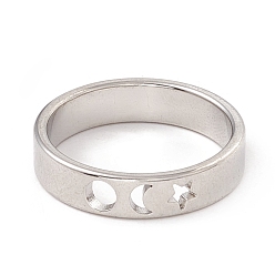 Color de Acero Inoxidable 304 anillo de dedo de luna y estrella de acero inoxidable para mujer, color acero inoxidable, tamaño de EE. UU. 7 3/4 (17.9 mm)