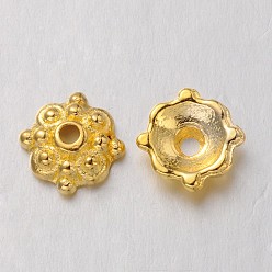 Golden Tibetan Style Alloy Caps, Lead Free and Cadmium Free, Golden, 8x3mm, Hole: 1mm