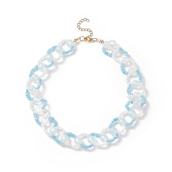 Light Sky Blue Opal & Glass Seed Braded Ring Wrap Beaded Necklaces for Women, Light Sky Blue, 14.06 inch(35.7cm)