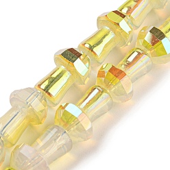 Oro Abalorios de vidrio electrochapa, color de ab chapado, facetados, seta, oro, 12x8 mm, agujero: 1 mm, sobre 50 unidades / cadena, 22.83'' (58 cm)