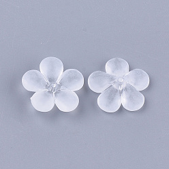 Clear Transparent Acrylic Beads, Frosted, Flower, Clear, 21x21.5x6mm, Hole: 1.2mm, about 420pcs/500g