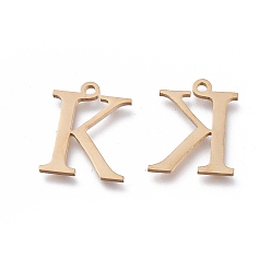 Letter K 304 charmes en acier inoxydable, alphabet grec, or, letter.k, 13.8x11.2x1mm, Trou: 1.2mm