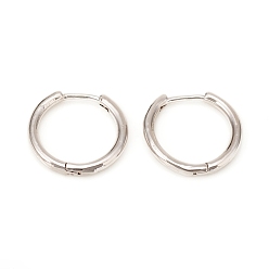 Platine Laiton Huggie boucles d'oreilles, anneau, platine, 16x17x2mm, pin: 1 mm