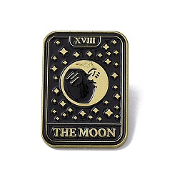 Noir La broche en émail de la carte de tarot de la lune, broche en laiton cuivre rouge pour vêtements sac à dos, noir, 30x22x2mm, pin: 1.3 mm.