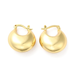 Золотой Латунные плоские круглые толстые серьги-кольца для женщин, золотые, 23x20x10 мм, штифты : 0.8~1 мм