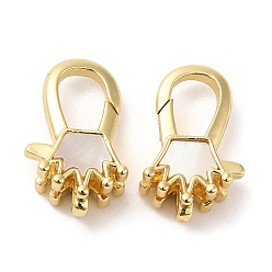 Crown Rack Plating Brass Lobster Claw Clasps, with Shell, Cadmium Free & Lead Free, Real 18K Gold Plated, Long-Lasting Plated, Crown, 18x11x6.5mm, Hole: 3x1.6mm