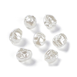 Blanc Floral Perles acryliques nacrées opaques, pépites drusy, floral blanc, 12.5x10x10mm, Trou: 1.6mm, environ880 pcs / 500 g