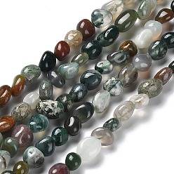 Agate Indienne Naturelles agate indienne brins de perles, nuggets, 7.5~16x7.5~9x4~7mm, Trou: 0.9mm, Environ 41~44 pcs/chapelet, 16.14''~17.32'' (41~44 cm)