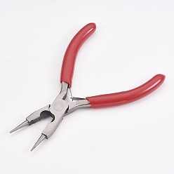 Red 45# Carbon Steel Round Nose Pliers, Wire Cutter, Hand Tools, Polishing, Red, 12.4x8.2x0.9cm