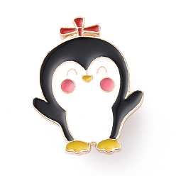 Pingüino Alfiler esmaltado animal con palo de viento, insignia de aleación de oro claro para ropa de mochila, patrón de pingüino, 21.5~29.5x23.5~28.5x2 mm, pin: 1 mm