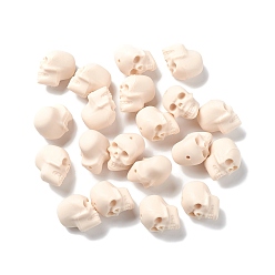 Cornsilk Halloween Silicone Focal Beads, Skull, Cornsilk, 21x16x20mm, Hole: 2.5mm