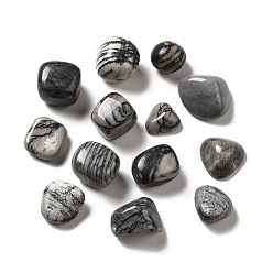 Netstone Natural Black Netstone Beads, Tumbled Stone, Vase Filler Gems, No Hole/Undrilled, Nuggets, 17~30x15~27x8~22mm