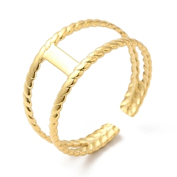Настоящее золото 14K 304 двухслойное открытое кольцо-манжета из нержавеющей стали для женщин, реальный 14 k позолоченный, внутренний диаметр: 18 мм