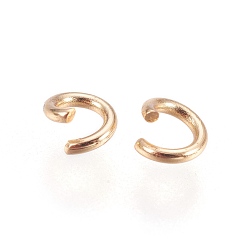 Oro 304 de acero inoxidable anillos del salto abierto, dorado, 20 calibre, 4x0.8 mm, diámetro interno: 2.5 mm, aproximadamente 1000 piezas / bolsa