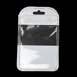 Blanco Bolsas con cierre zip de embalaje de plástico, bolsas superiores autoselladas, con ventana, Rectángulo, blanco, 11x7x0.24 cm