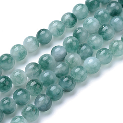 Jade Fleur Brins de perles de jade de fleurs naturelles, teint, ronde, 8~9mm, Trou: 1mm, Environ 46 pcs/chapelet, 15.3 pouce