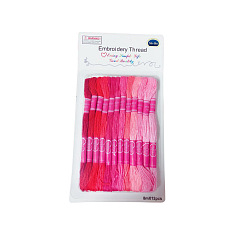 Fuchsia 12 Skeins 12 Colors 6-Ply Polyester Embroidery Floss, Cross Stitch Threads, Gradient Color, Fuchsia, 0.4mm, about 8.75 Yards(8m)/Skein