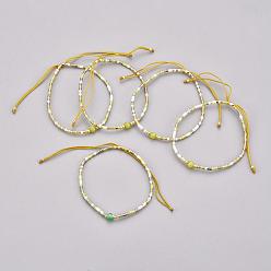 Натуральный Агат Регулируемые браслеты из бисера натурального агата, с нейлоновым шнуром и бисером / бисером хэйши, 4.3~7.95 см, 1.5 мм