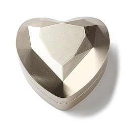 Verge D'or Pâle Boîtes de rangement pour anneaux en plastique en forme de coeur, coffret cadeau pour bague à bijoux avec intérieur en velours et lumière LED, verge d'or pale, 7.15x6.4x4.35 cm