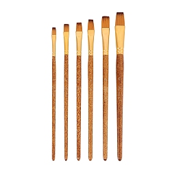 Sandy Brown Flat Brushes 6Pcs Painting Brush, Nylon Hair Brushes with Wood Handle, for Watercolor Painting Artist Professional Painting, Sandy Brown, 26x9cm