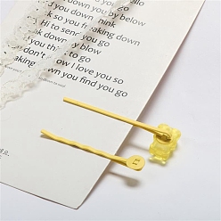 Yellow Hair Accessories Iron Hair Bobby Pin Findings, with Flat Round Tary, Yellow, 55mm