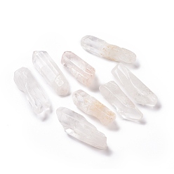 Quartz Crystal Rough Raw Natural Quartz Crystal Beads, Rock Crystal Beads, for Tumbling, Decoration, Polishing, Wire Wrapping, Wicca & Reiki Crystal Healing, No Hole/Undrilled, Nuggets, 50~90x15~25mm, about 30~35pcs/strand