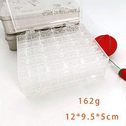 Прозрачный Прозрачные пластиковые бобышки, держатели швейных ниток, для швейных инструментов, с ящиком для хранения, прозрачные, 20x10 мм, отверстие : 6 мм, 50 шт / комплект