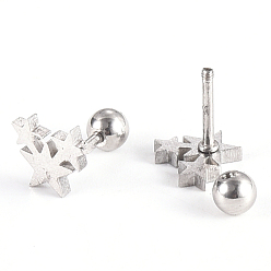 Stainless Steel Color 201 Stainless Steel Barbell Cartilage Earrings, Screw Back Earrings, Star, Stainless Steel Color, 7.5x8.5x2mm, Pin: 1mm