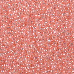 Corail Clair 12/0 grader des perles de rocaille en verre rondes, Ceylan, corail lumière, 2x1.5mm, Trou: 0.7mm, environ 48500 pcs / livre