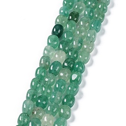 Quartz Fraise Brins de perles de quartz vert naturel, pépites en pierre roulée, 6.5~15x7~14x7~14mm, Trou: 1~1.4mm, Environ 32~33 pcs/chapelet, 15.16~ 15.75 pouce (38.5~40 cm)