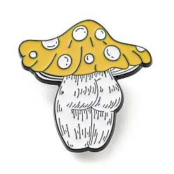 Yellow Mushroom Elf Enamel Pins, Black Alloy Brooches for Backpack Clothes, Yellow, 29.5x29x1.5mm