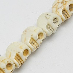 Beige Synthetic Turquoise Beads Strands, Dyed, Skull, Beige, 12x10x11mm, Hole: 1mm, about 506pcs/1000g