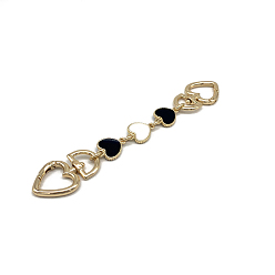 Black Alloy Enamel Heart Bag Strap Extenders, with Swivel Clasps, for Bag Replacement Accessories, Light Gold, Black & White, 17cm