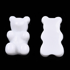 White Resin Cabochons, Imitation Jelly, Bear, White, 18.5x11x7mm