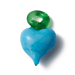 Синий Подвески лэмпворк ручной работы, сердце, синие, 21~22x12~14x7~8 мм, отверстие : 2.5~5 мм